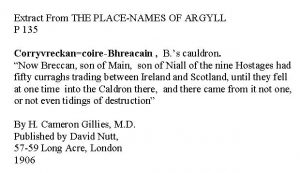 Corryvreckan - extract from Place Names of Argyll